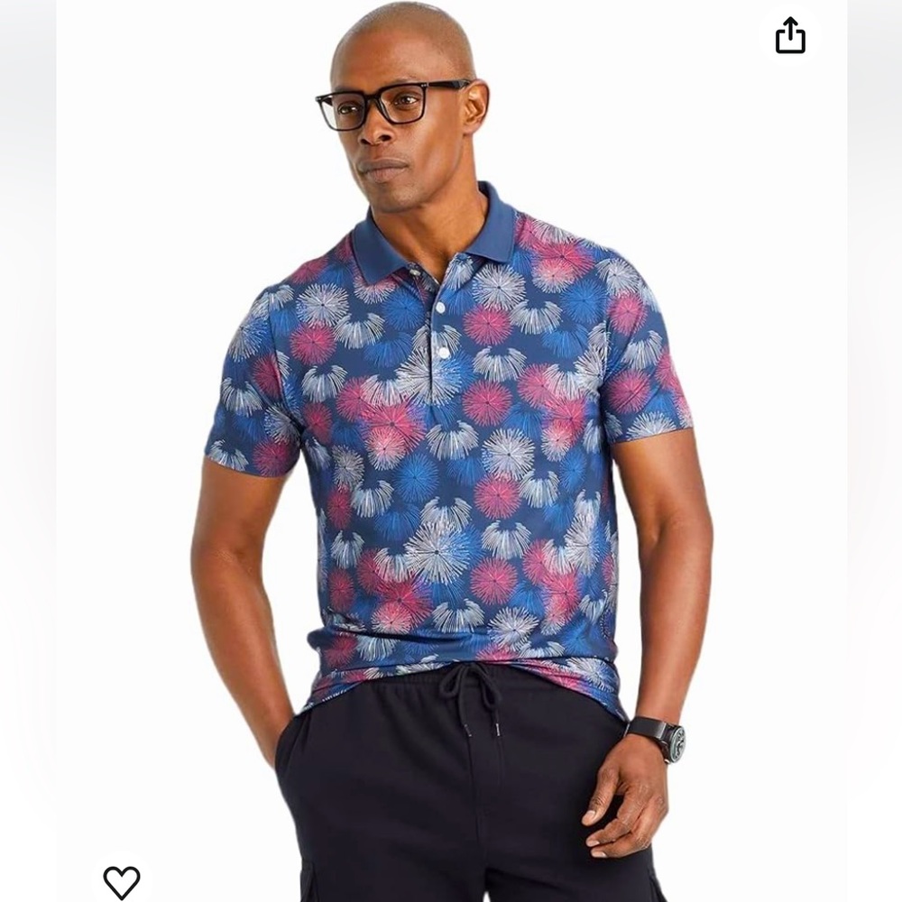 Goodfellow & Co Men's Printed Short‎ Sleeve Performance Polo Shirt Size XXL